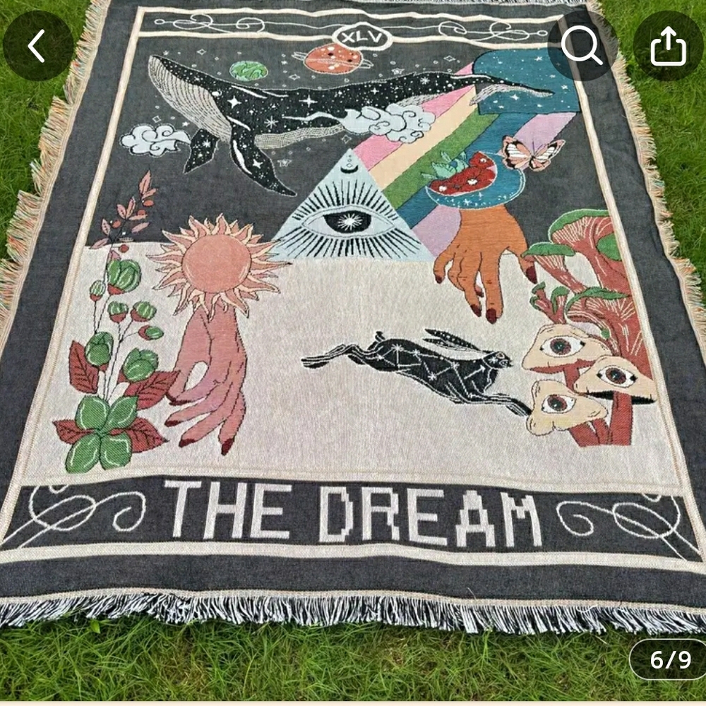 Whimsical 'DREAM' Throw Blanket / Tapestry NWT! - Picture 7 of 13